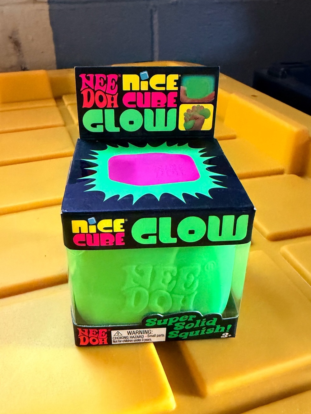 Nee Doh Nice Cube Glow Squishy - Neon Green